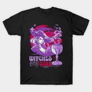 Witches and Wine Design for You Magical Wand Casting Lovers T-Shirt